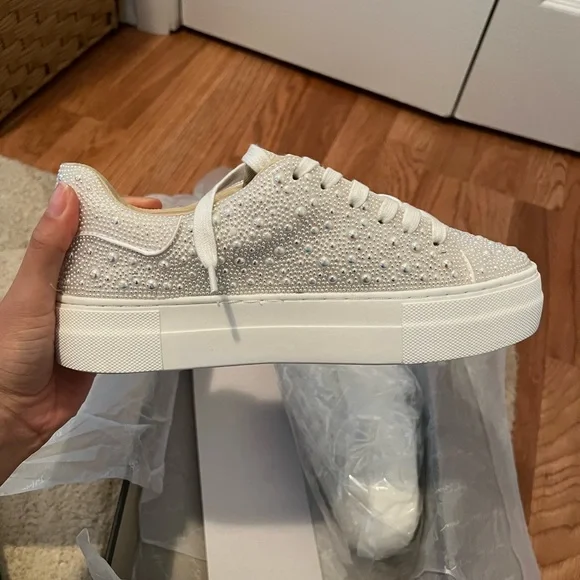 Betsey Johnson Shoes White Pearl Platform Sneakers Poshmark